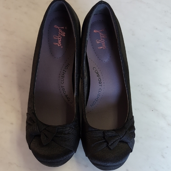 Jellypop Shoes - Jellypop Black Bow Round-Toe Comfort Cushion 2" Heels